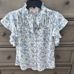 Philosophy Floral Blue and White Blouse